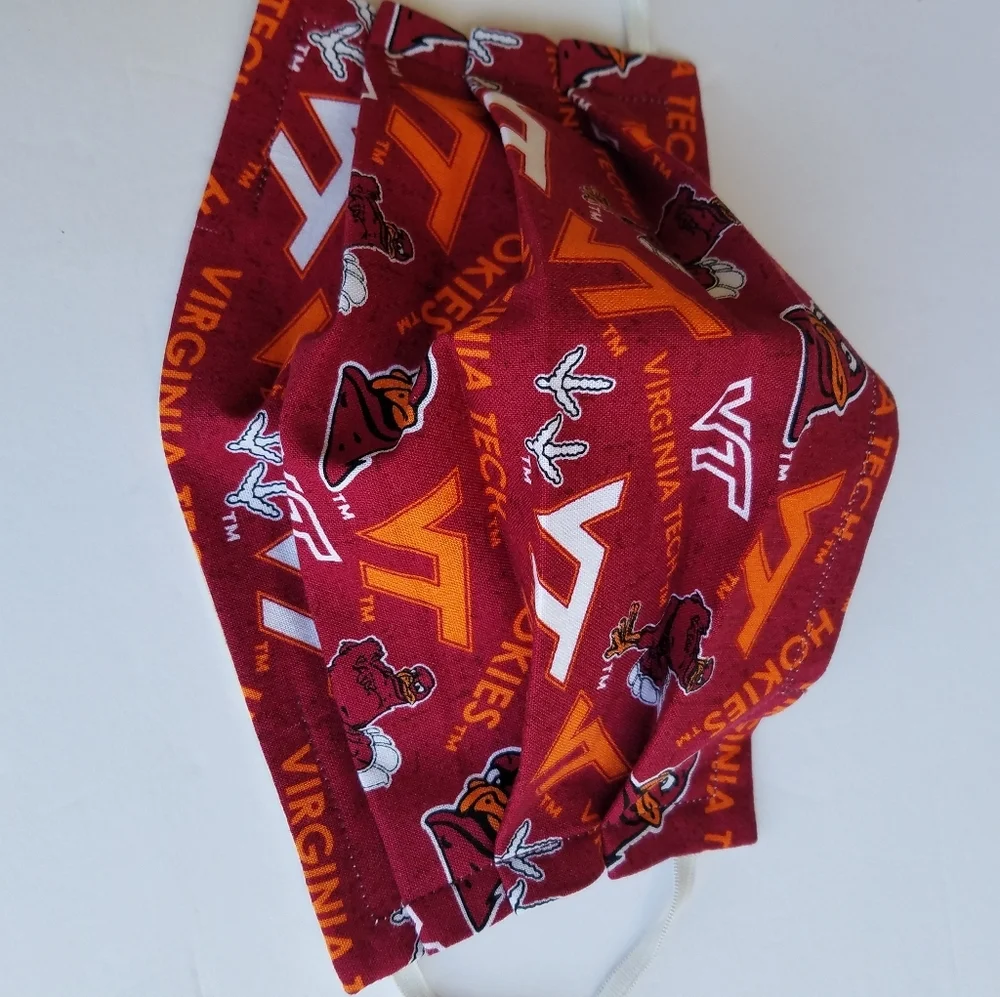 Hand Crafted Face Mask Burgundy/Orange Adult Virginia Tech Hokies VT Face Mask